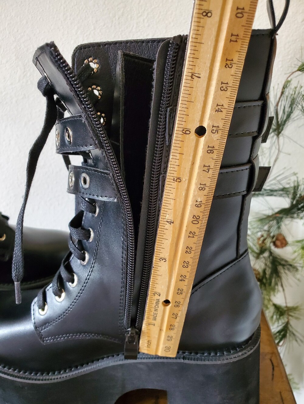 TALV Platform Boot Buckle Lace Up Punk Motorcycle CombatGoth Lightweight Unisex - Picture 6 of 11